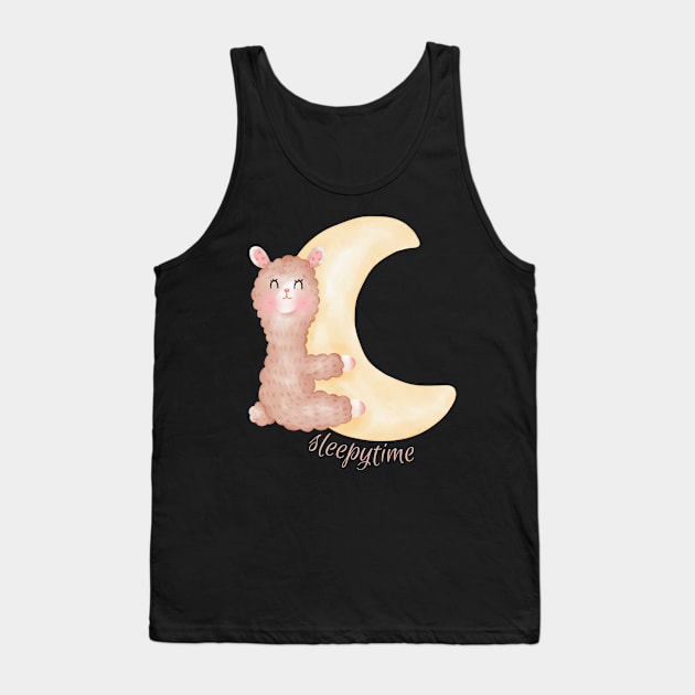 Cute and Smart Cookie Sweet little llama sleeping on a moon cute baby outfit Tank Top by BoogieCreates